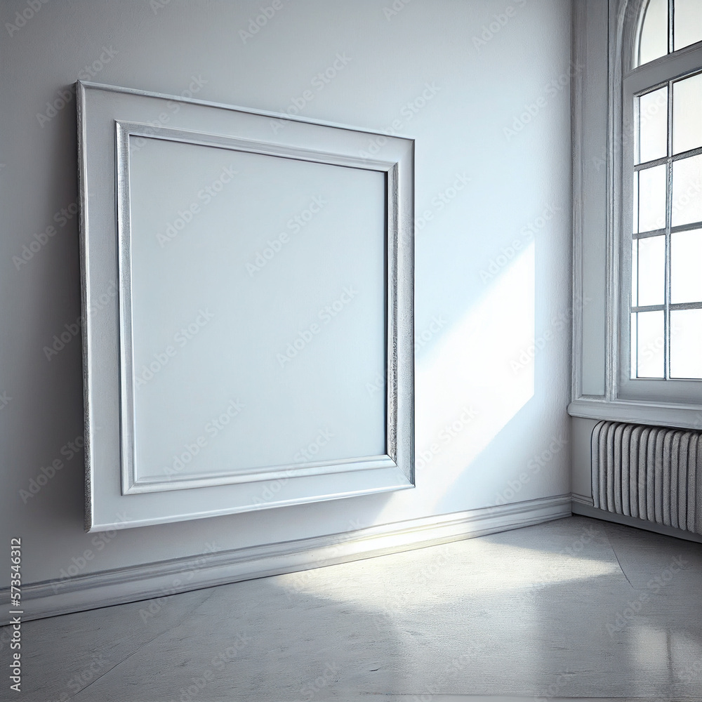 Blank canvas framed in Europen style. Generated AI Blank canvas framed in Europen style. Generated AI