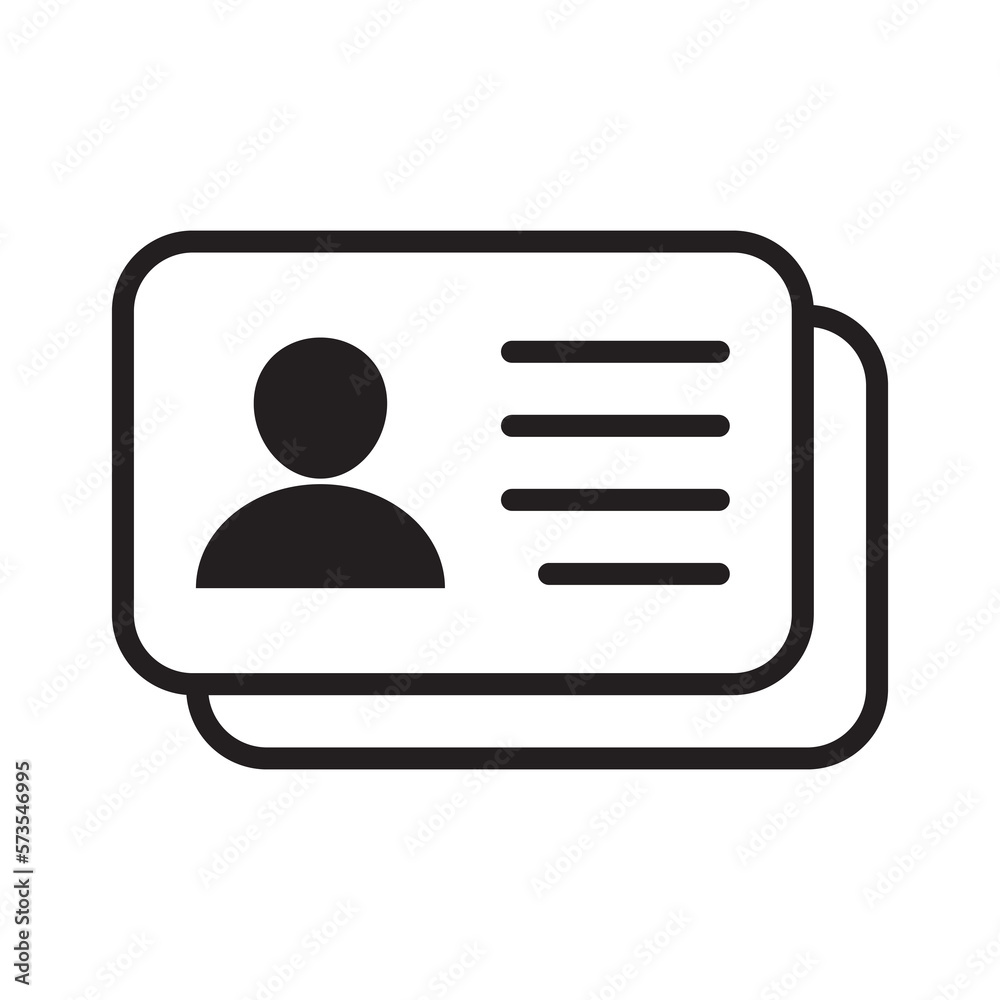Id card icon. Id card badge icon. Identification card, driver's license icon. Vector illustration. Id card icon. Id card badge icon. Identification card, driver's license icon. Vector illustration.