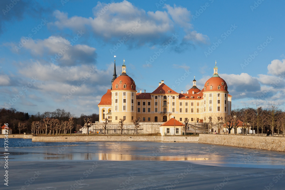 Schloss Moritzburg bei Dresden im Winter, Deutschland	