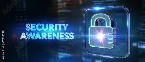 Inscription Security Awareness. Information Security Skills Management Service. Business, Technology, Internet and network concept. 3d illustration