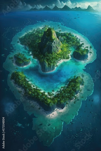Illustration of a beautiful island formation - Created with Generative ai