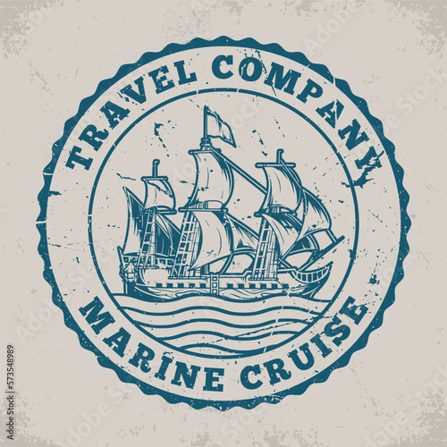 Marine cruise vintage emblem monochrome