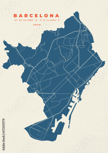 Barcelona map vector poster flyer