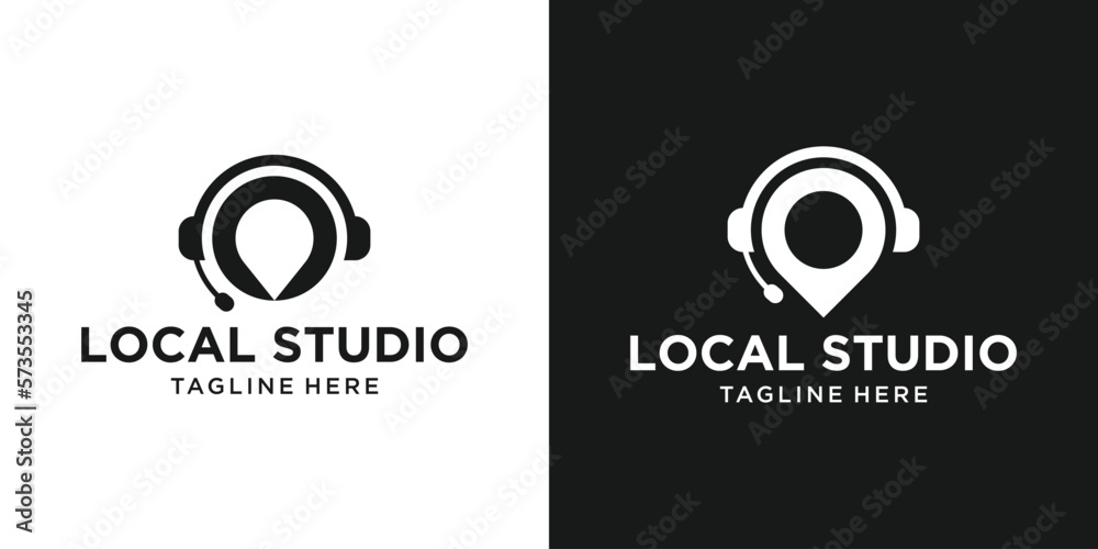 logo design pin and headphone icon vector illustration logo design pin and headphone icon vector illustration