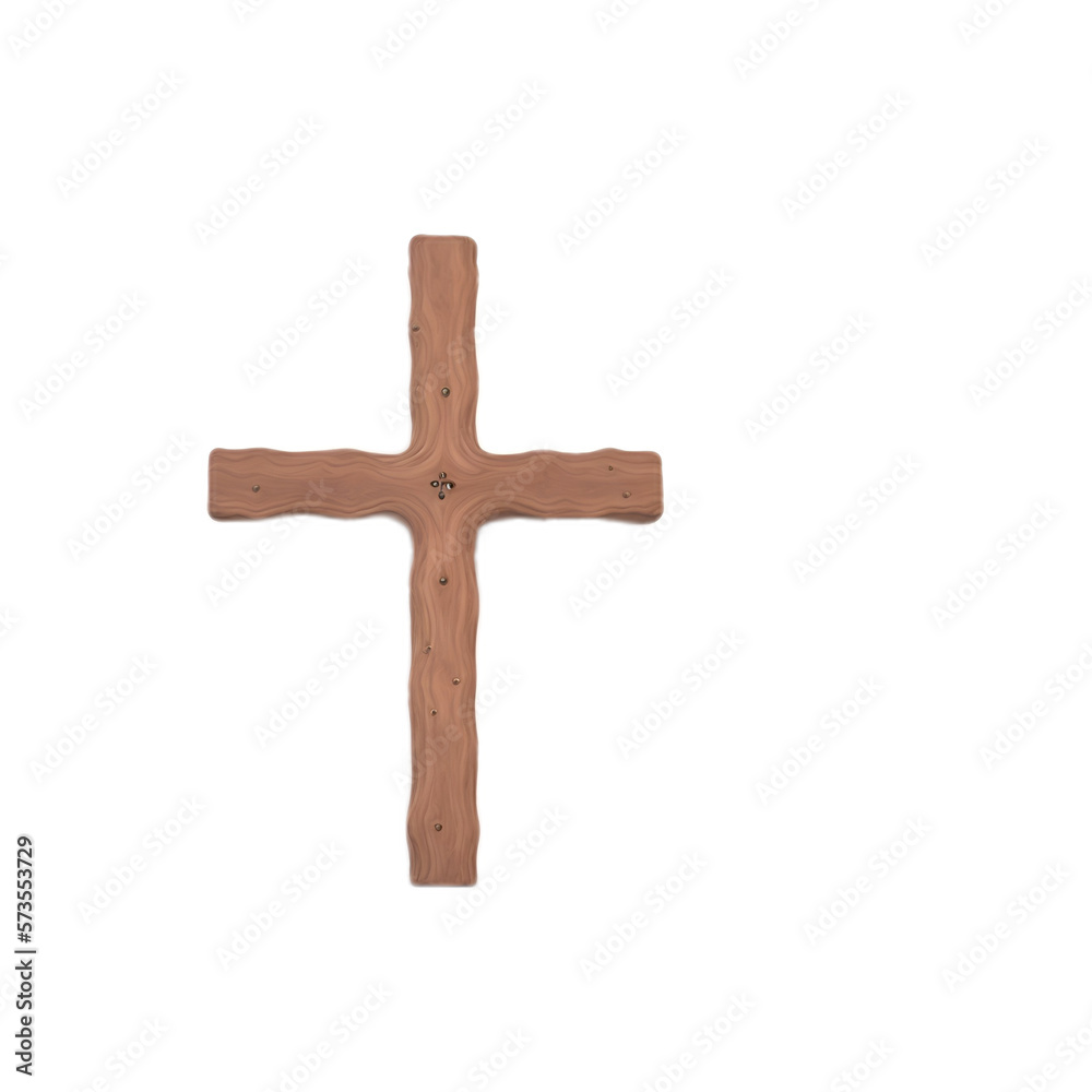 wooden cross on a transparent background - Holy Week - Wooden Cross - religious symbol - Generative AI