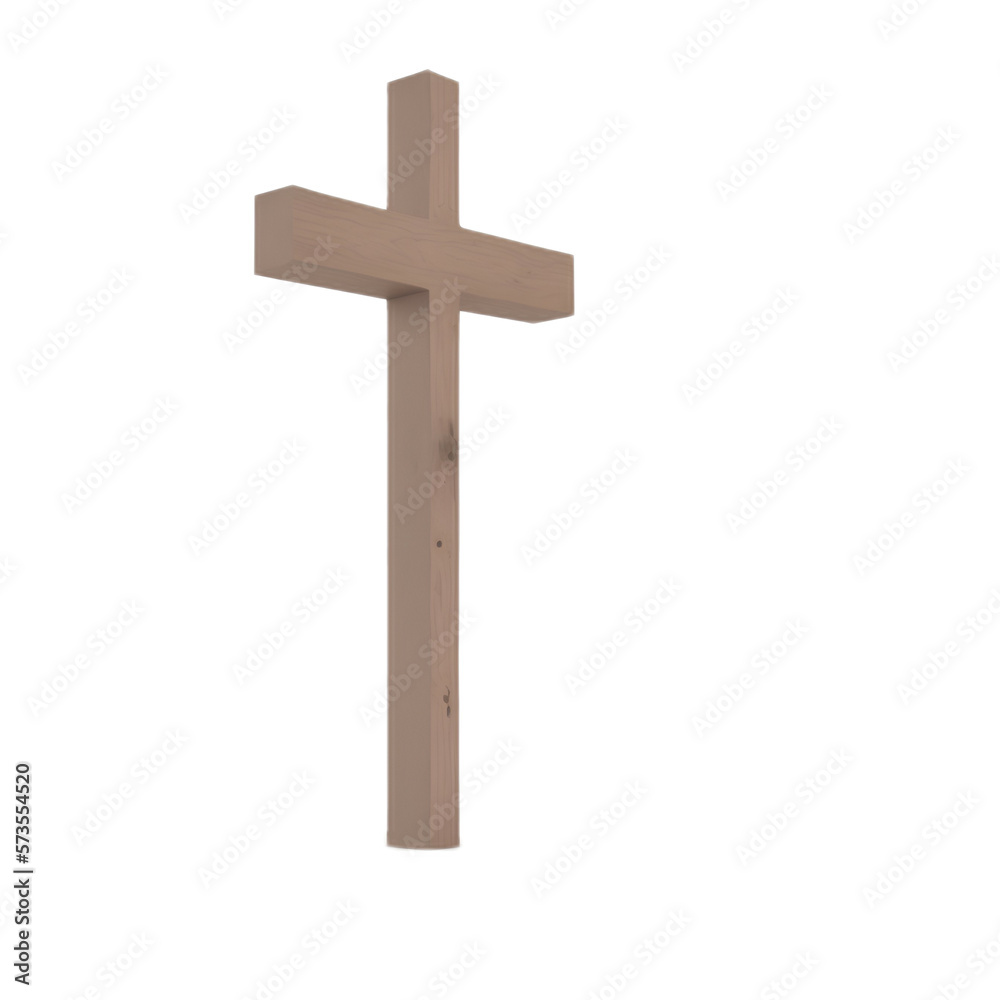 wooden cross isolated on transparent background - Holy Week - Wooden Cross - religious symbol - Generative AI