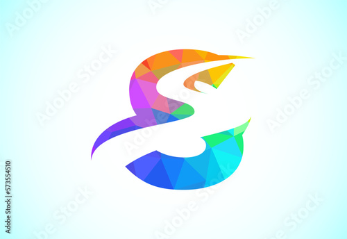 Letter S with backspace S or pathway logo design vector template. Low poly style graphic alphabet symbol