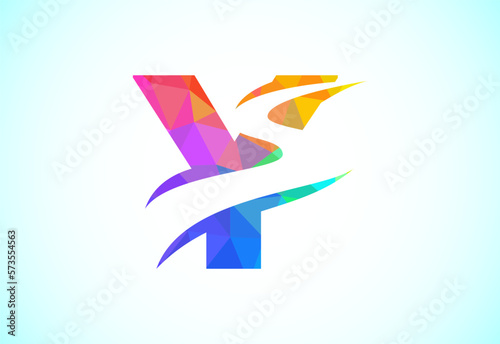 Letter Y with backspace S or pathway logo design vector template. Low poly style graphic alphabet symbol