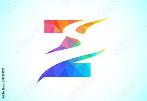 Letter Z with backspace S or pathway logo design vector template. Low poly style graphic alphabet symbol