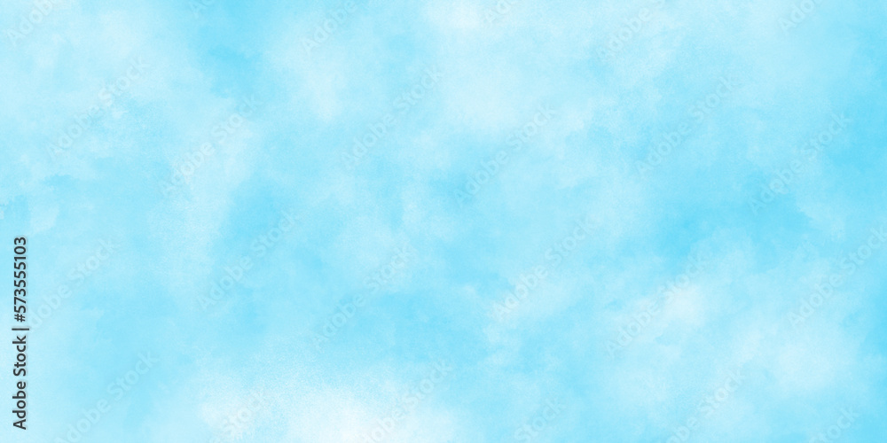 Abstract Watercolor shades blurry and defocused Cloudy Blue Sky Background, blurred and grainy Blue powder explosion on white background, Classic hand painted Blue watercolor background for design.	