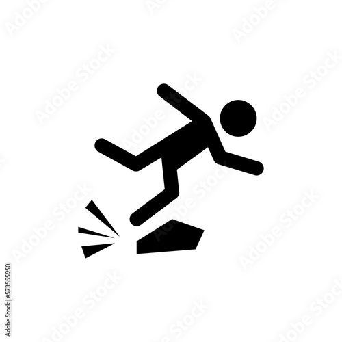 Man tripping over on floor, person injury symbol illustration