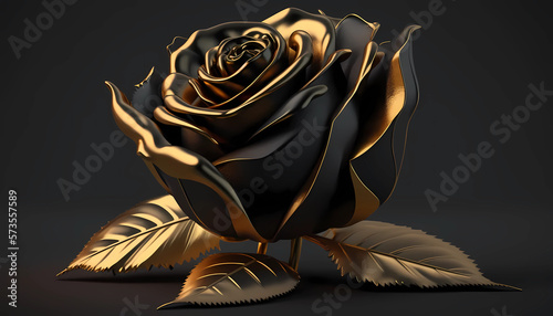 black and gold rose illustration, generative ai