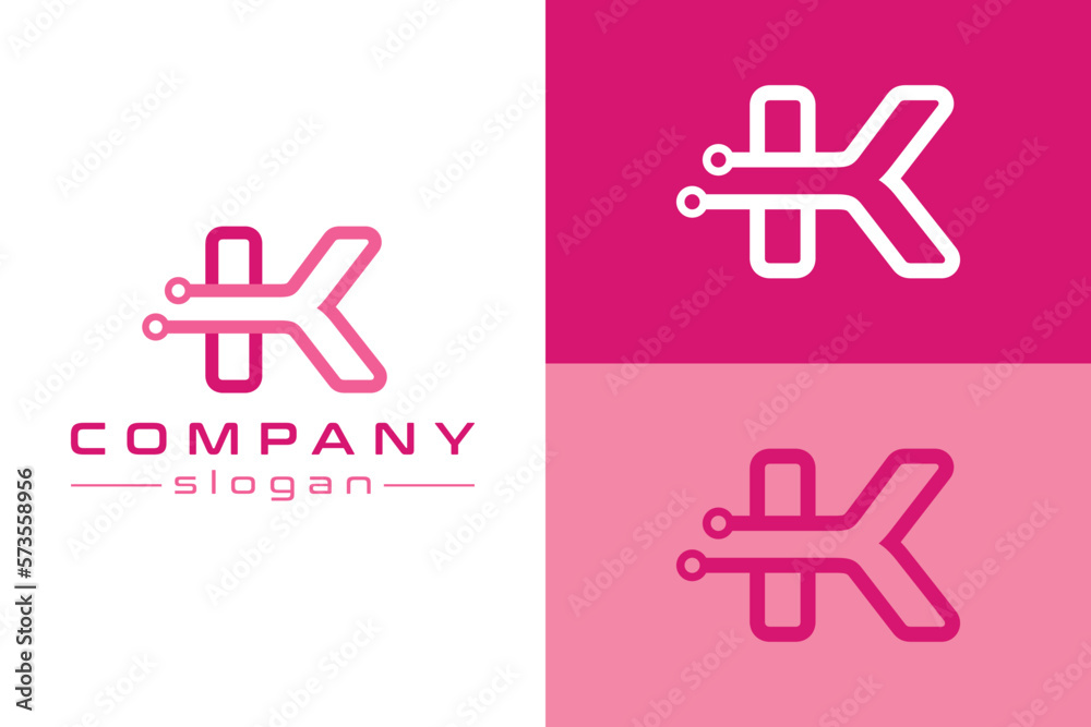 Letter K with line concept. Very suitable for symbol, logo, company name, brand name, personal name, icon and many more.