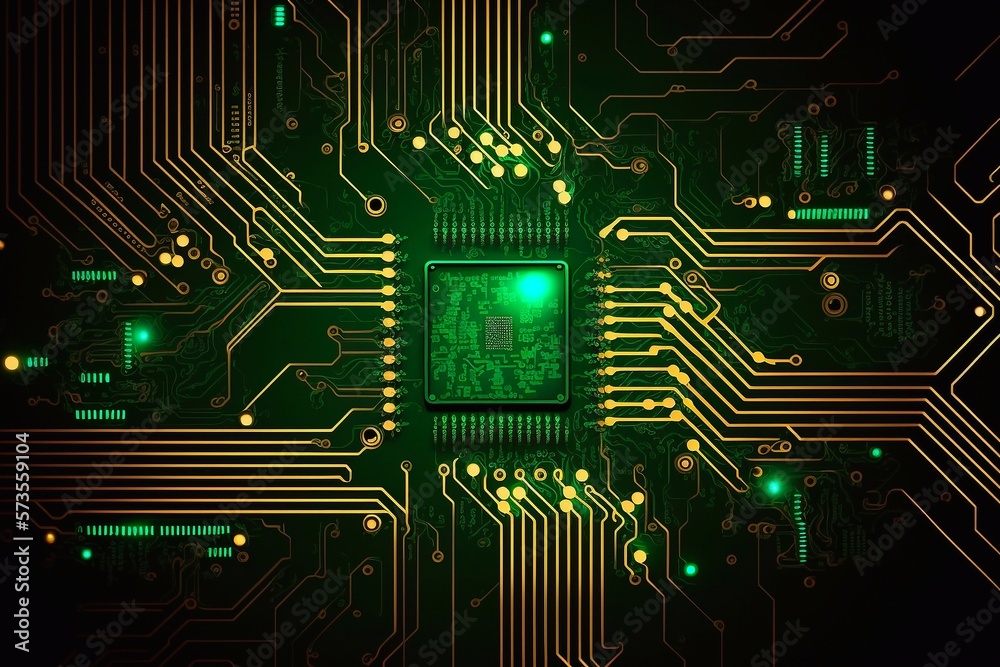Abstract Electronic Circuit Board Background. Generative AI
