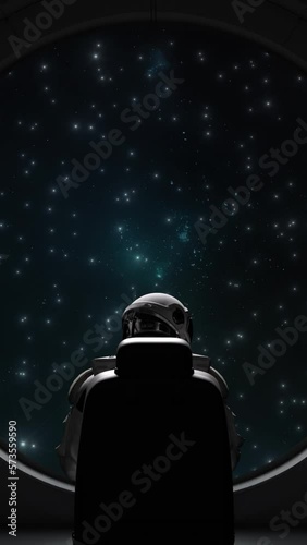 Loop vertical animation of an astronaut on a Starship Cockpit	
