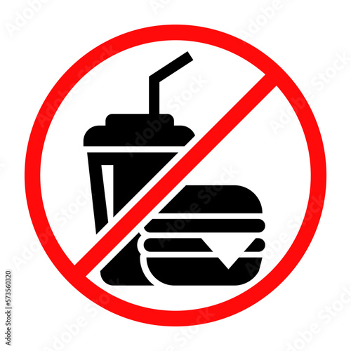No fast food or No food allowed icon. Fastfood forbidden vector illustration.
