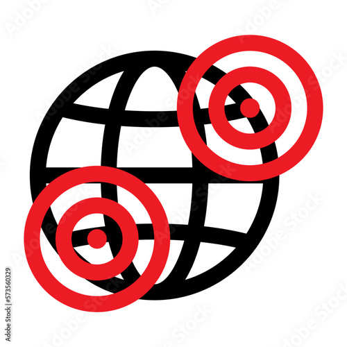 Earthquakes on planet earth icon. Seismic activity, the record of the seismograph vector illustration