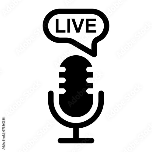 Podcast radio live line icon. Studio microphone with webcast vector illustration