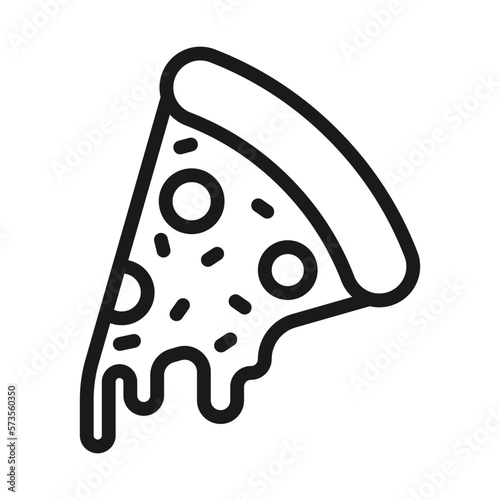 Fresh pizza slice separated linear icon. Traditional italian fast food outline vector illustration