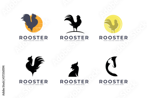 Fotografiet rooster icon logo vector template