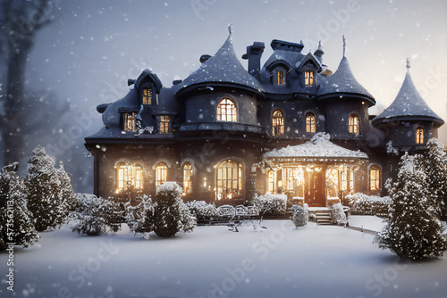 A Christmas castle that looks like it's straight out of a fairy tale