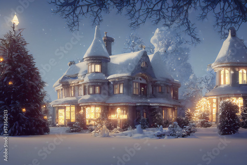 A beautiful Christmas castle, fit for a winter wonderland photo