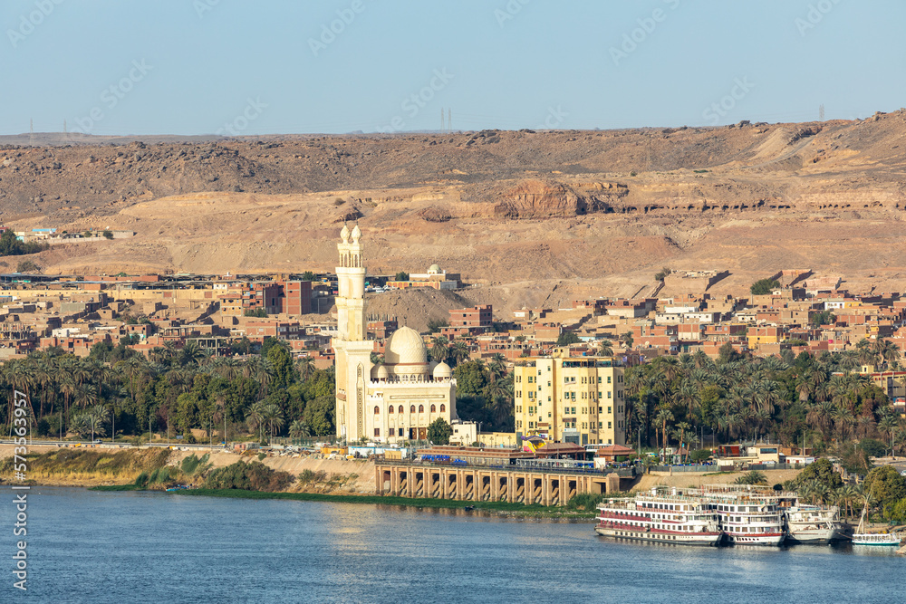 Aswan City. Traditional Nubian Architecture. Aswan is located along the Nil River. Aswan, Egypt. Africa. 