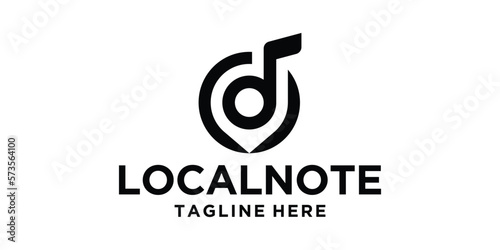 logo design pine location and note music icon illustration