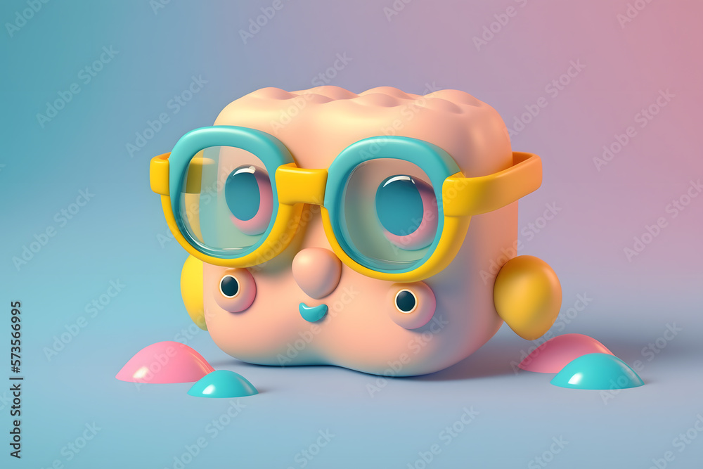 Fototapeta premium Tiny cute isometric design swimming googles emoji 3d rendering made with Generative AI