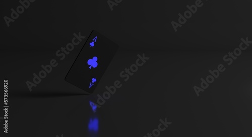 neow glitter casino card, As card, card of clubs (3d illustration) photo