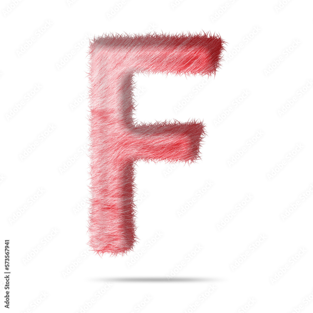 Alphabet letter f design with pink fur texture Alphabet letter f design with pink fur texture