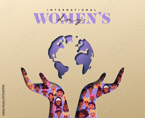 International Women's Day papercut concept card