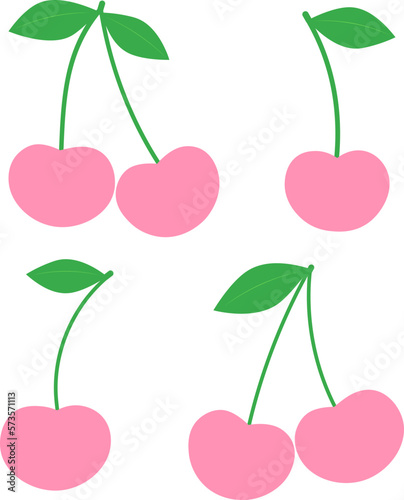 Set pink cherry vector illustration