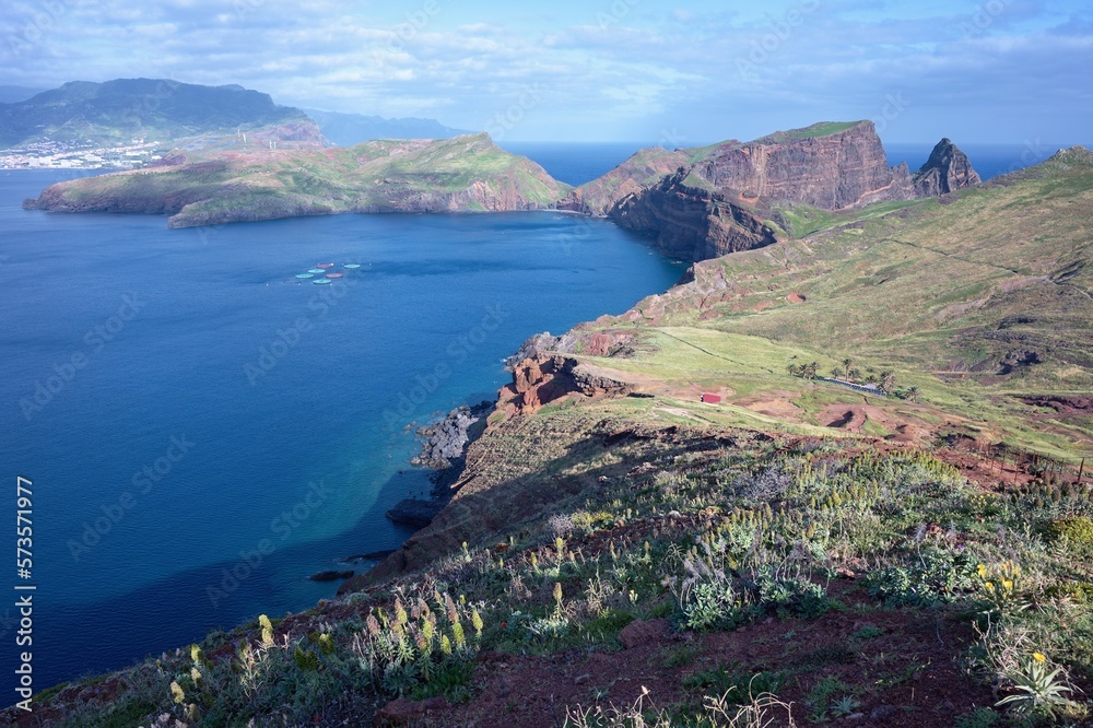 View of the Ponta de São Lourenço, Madeira, Portugal. Sao Lourenco peninsula. View of the cliffs. 