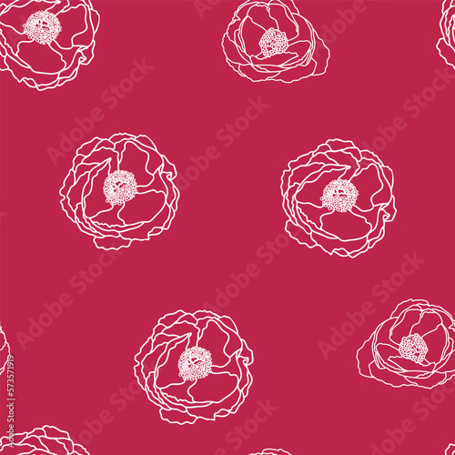 Vector peony silhouette seamless pattern background. Perfect for fabric, scrapbooking and wallpaper projects. 
