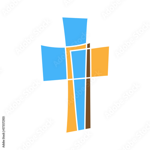 Cross icon. Religious cross on white background. Black church symbols. Christian cross icon. Vector illustration.