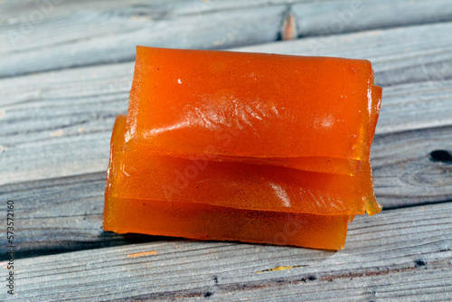 Dried apricot paste that is used in Ramadan Khoshaf or compote with dried dates fruit that Muslims start their breakfast in Ramadan on it, selective focus of Ramadan background photo