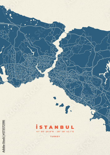 Istanbul city map vector poster