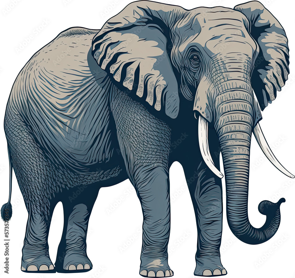 african blue elephant illustration on transparent background Stock ...