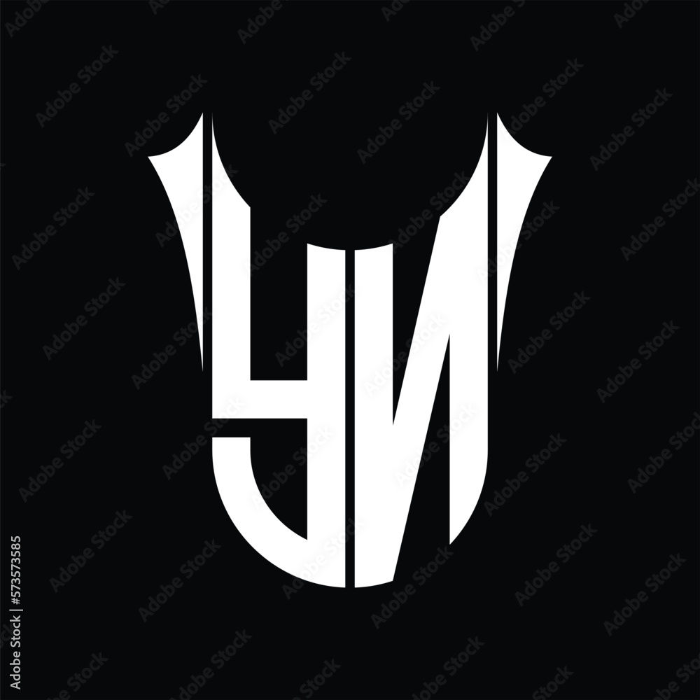 YN Logo monogram shield sharp half round shape images design template - obrazy, fototapety, plakaty 