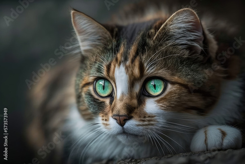 Rolling cat cute green eyes looking.  © Man888