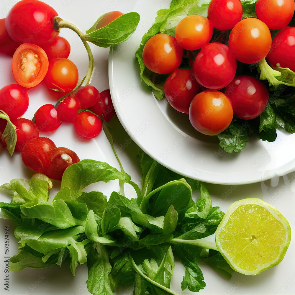 fresh salad on a white background - Created with generative ai fresh salad on a white background - Created with generative ai