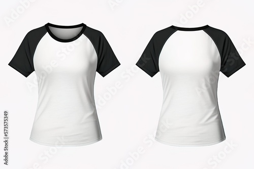 Blank raglan T shirt for women template, black and white color