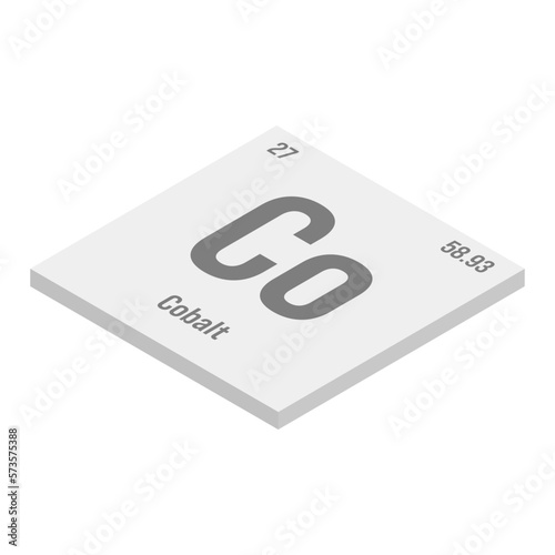 Chlorine, Cl, gray 3D isometric illustration of periodic table element with name, symbol, atomic number and weight. Halogen with various industrial uses, such as in water treatment, plastics, and as a