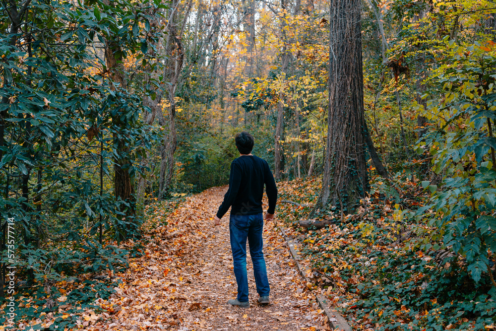 Man in the park in the fall Man in the park in the fall