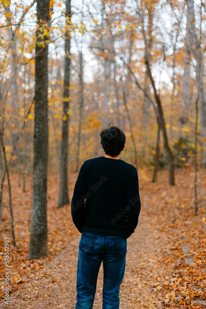 Man in the park in the fall Man in the park in the fall