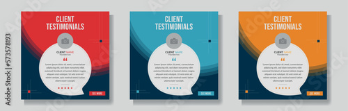 Minimalist client testimonials social media post design set. Customer review social media post template