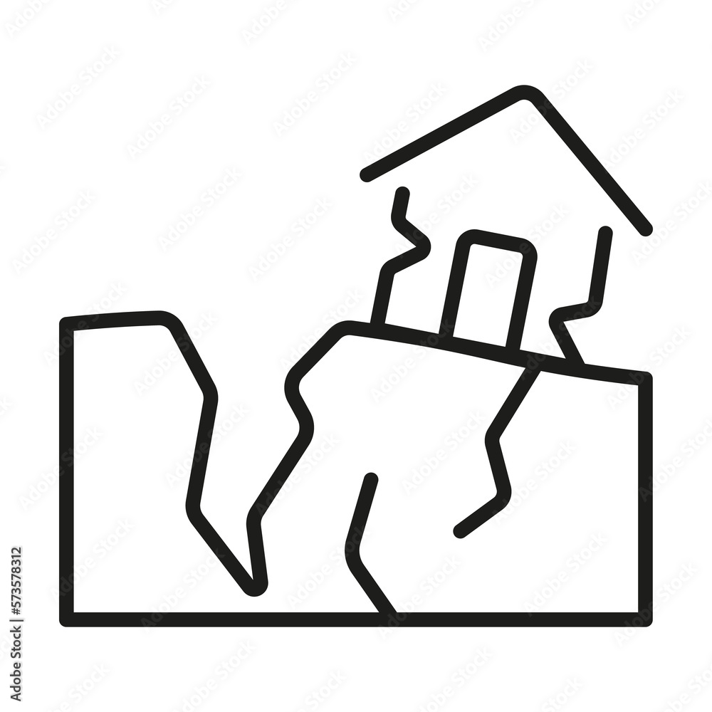 Earthquake broken house line style icon. Earthquake Insurance outline illustration Earthquake broken house line style icon. Earthquake Insurance outline illustration