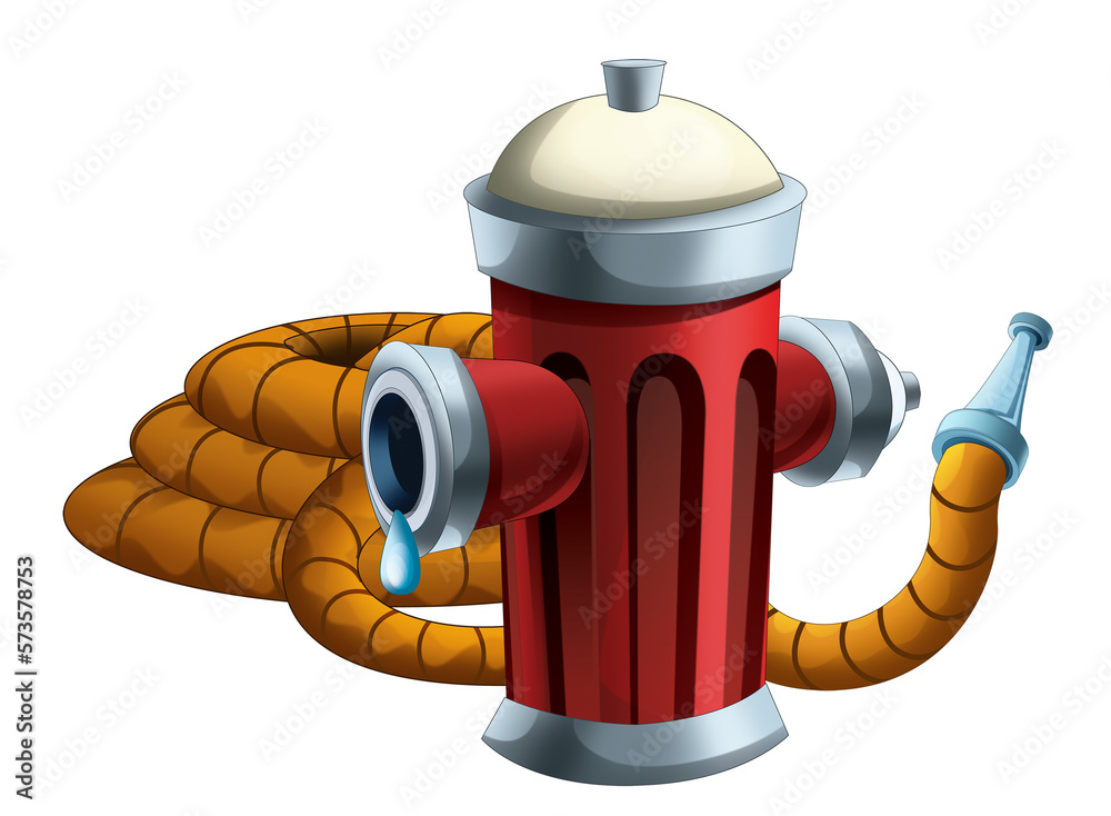 cartoon scene with street hydrantn with fireman hose isolated ...