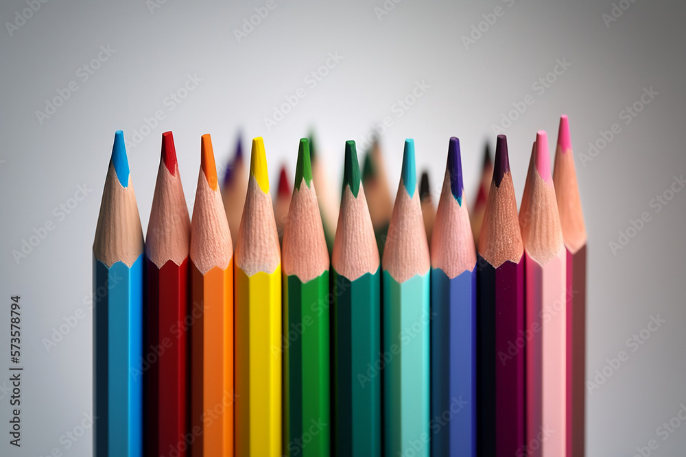 Colored pencils on a white background Colored pencils on a white background